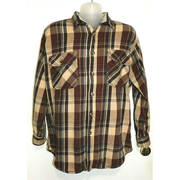 ELKMONT OUTFITTERS heavier weight men's flannel shirt, brown & beige, size XLT - Picture 1 of 9